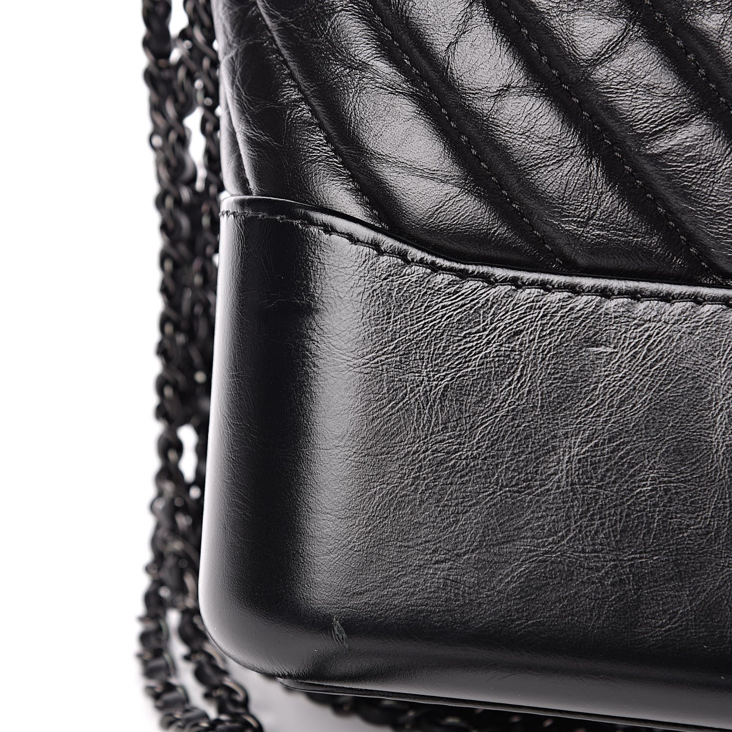 Chanel Aged Calfskin Chevron Quilted Medium Gabrielle Hobo So Black 9 of 13