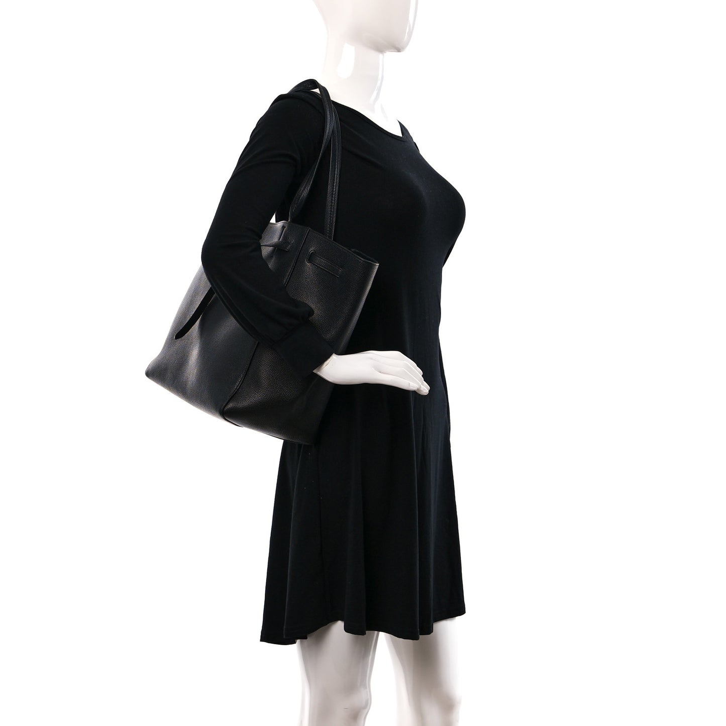 Soft Grained Calfskin Small Belt Cabas Phantom Black