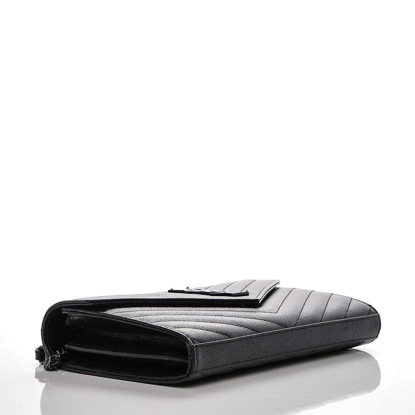 Grain De Poudre Matelasse Chevron Monogram Chain Wallet Black
