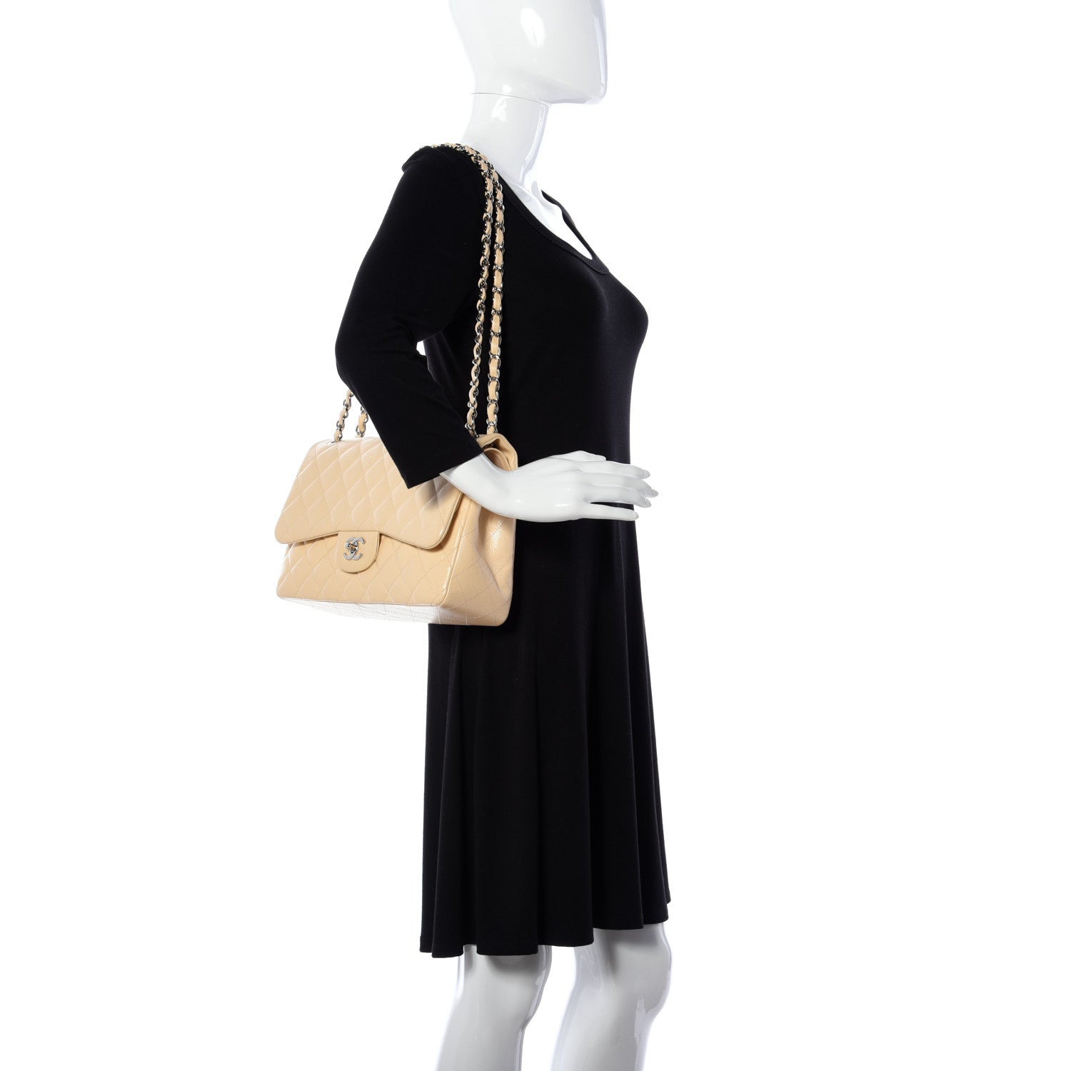 Chanel Caviar Quilted Jumbo Double Flap Beige Clair 2 of 10