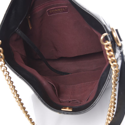 Chanel Calfskin Stitched Large Button Up Hobo Black 7 of 12