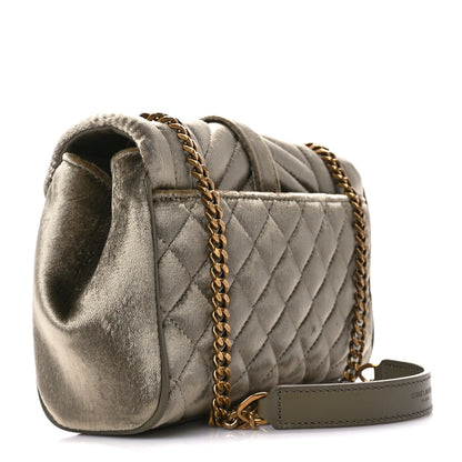 Saint Laurent Velvet Mixed Matelasse Triquilt Small Monogram Satchel Dark Vintage Olive 3 of 11