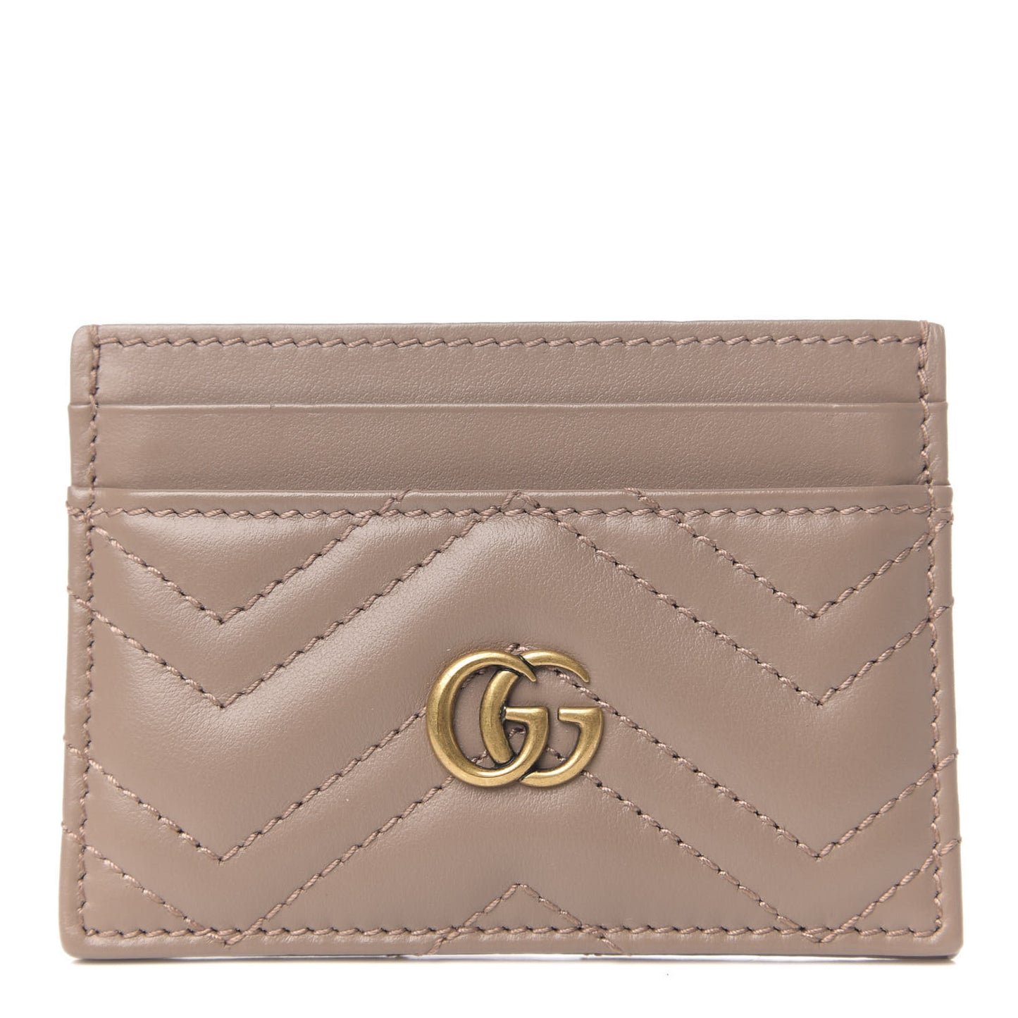 Calfskin Matelasse GG Marmont Card Holder Porcelain Rose