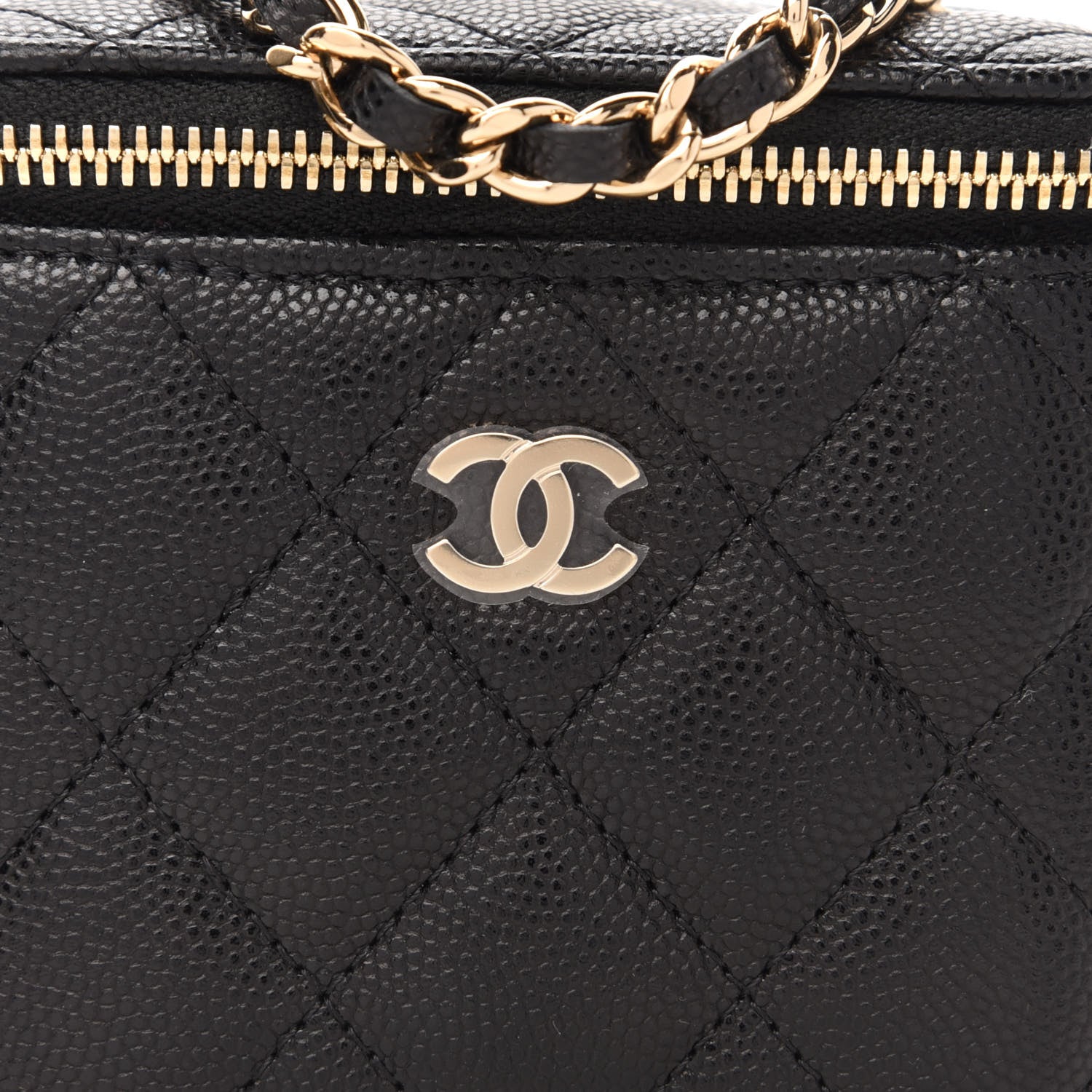 Chanel Caviar Quilted Mini Vanity Case With Chain Black 10 of 10