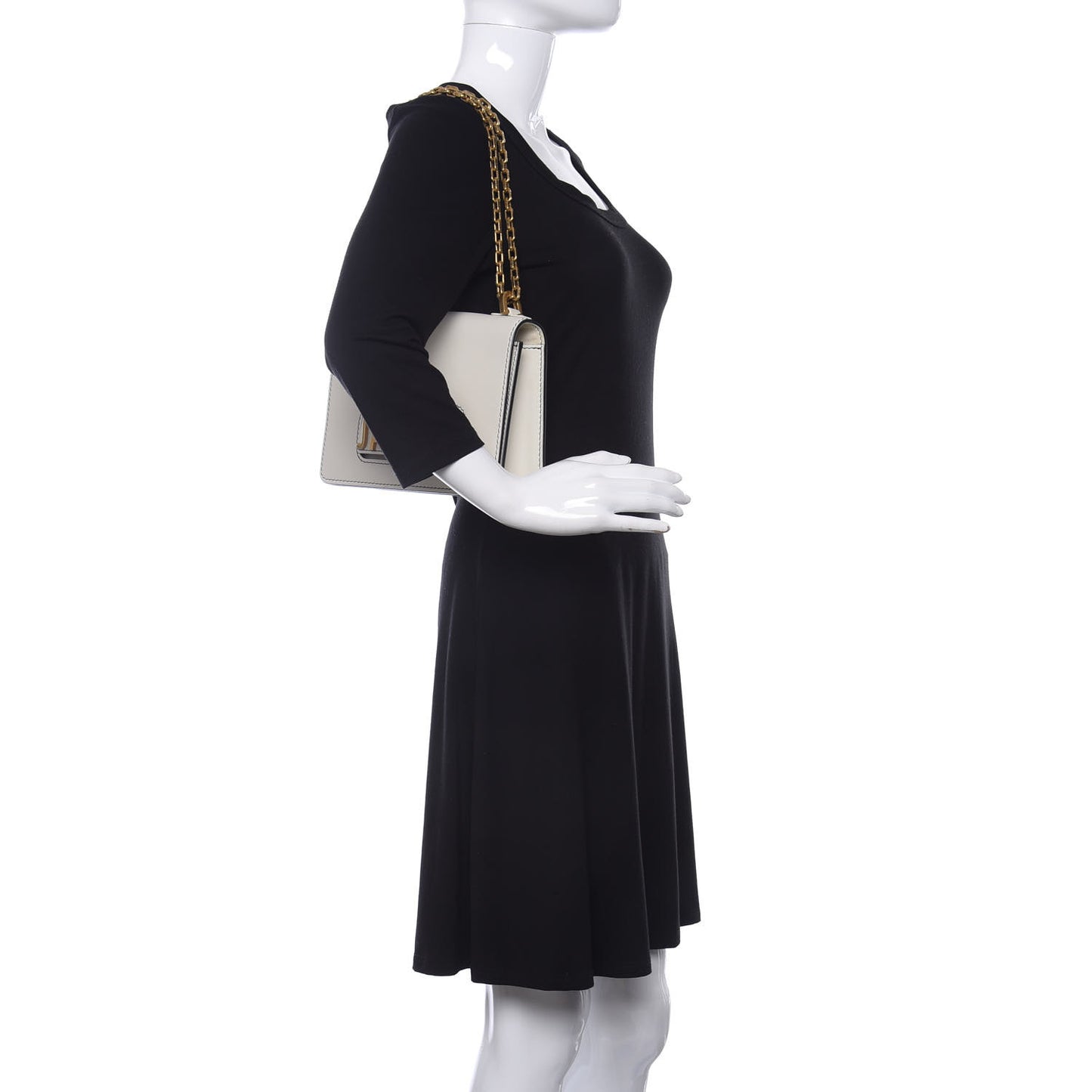 Calfskin J'Adior Chain Flap Bag Off White