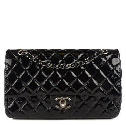 Chanel Distressed Patent Quilted Medium Double Flap Black 1 of 9
