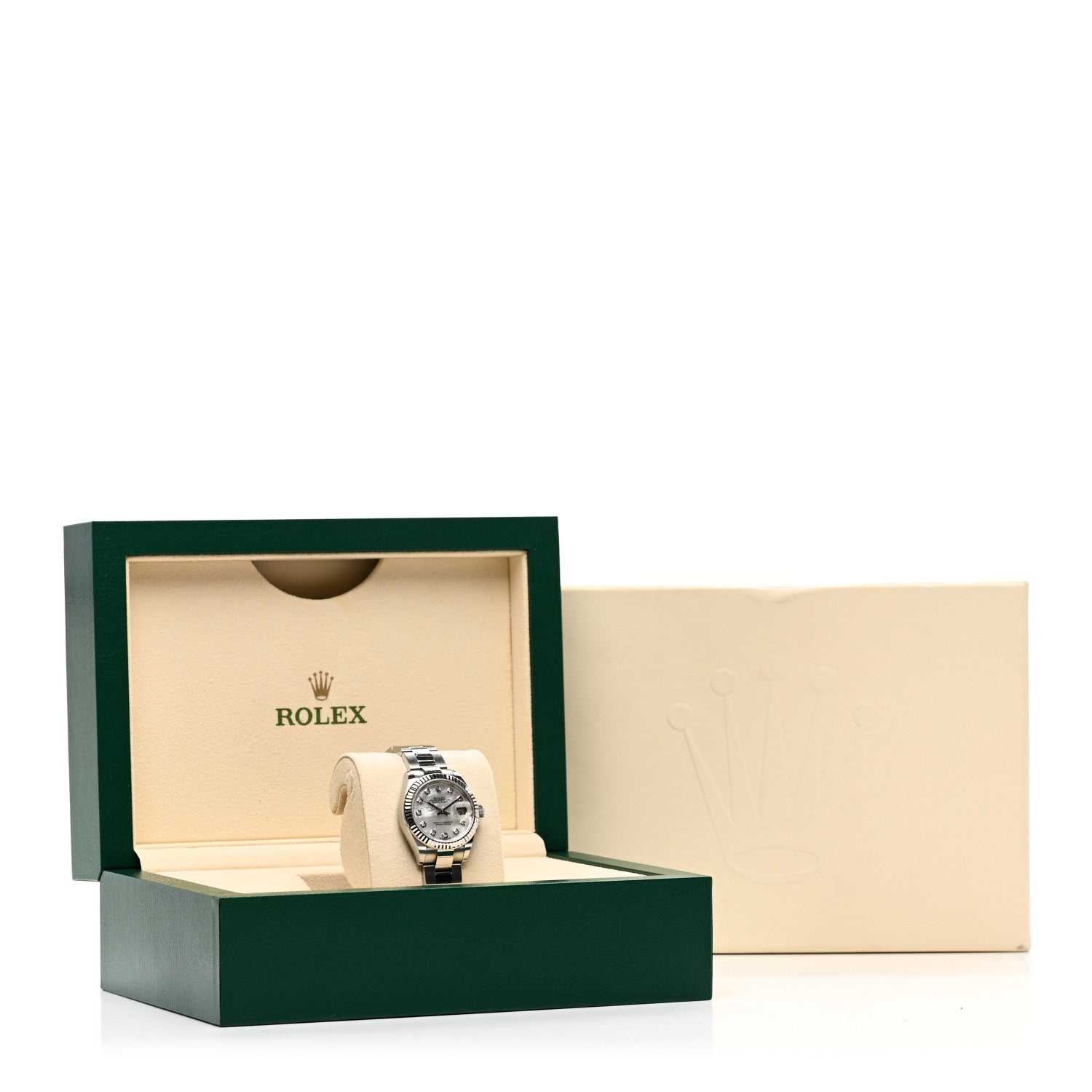Rolex Stainless Steel 18K White Gold Diamond Mother of Pearl 28mm Oyster Perpetual Datejust Watch 279174 5 of 5