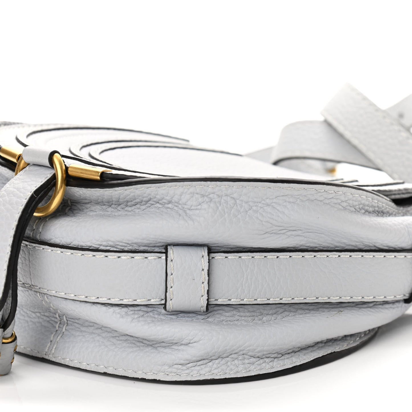 Calfskin Marcie Round Crossbody Bag Light Cloud