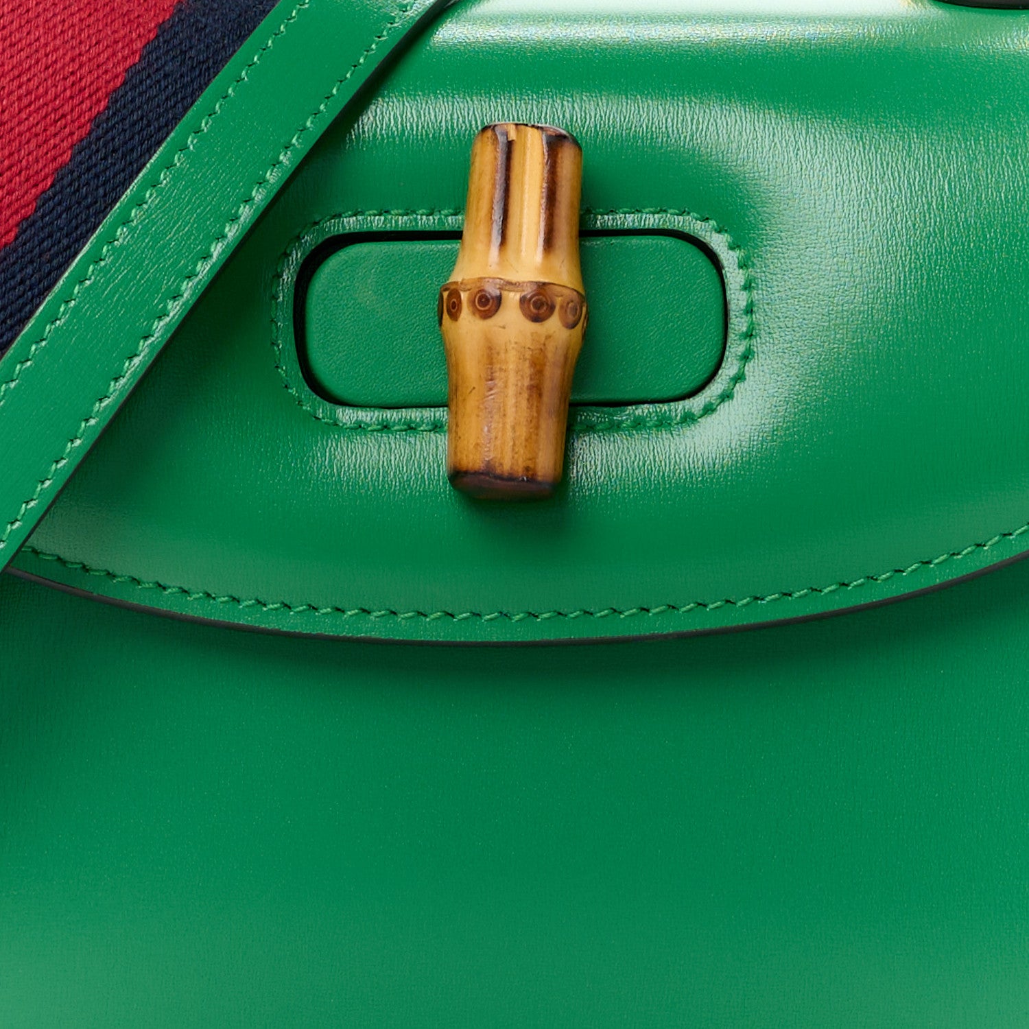 Gucci Boarded Dyana Lux Calfskin Web Small Bamboo 1947 Top Handle Bag Spring Green 12 of 15
