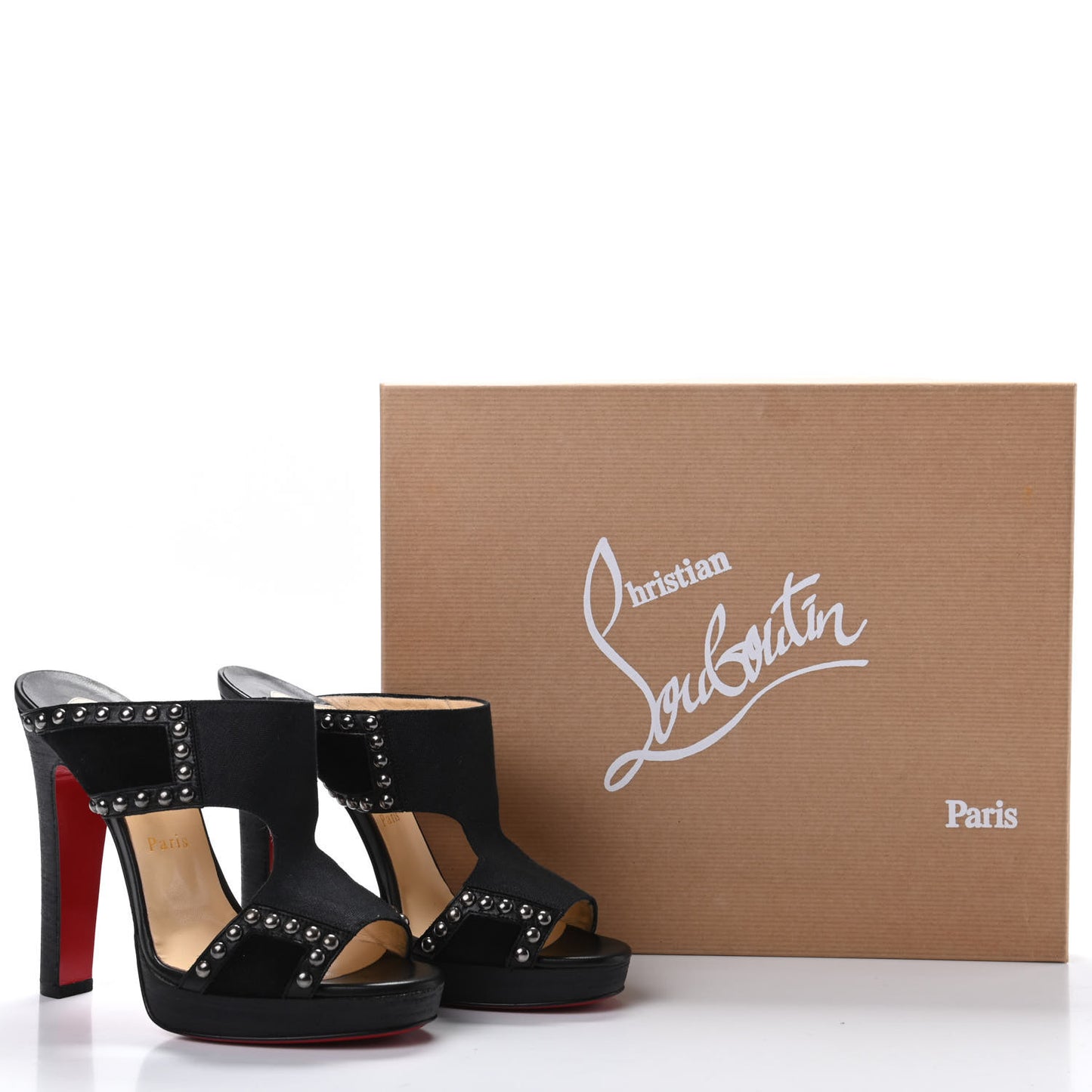 Calfskin Crelino Suede Studded Hassaneta 120 Platform Slide Sandals 37 Version Black