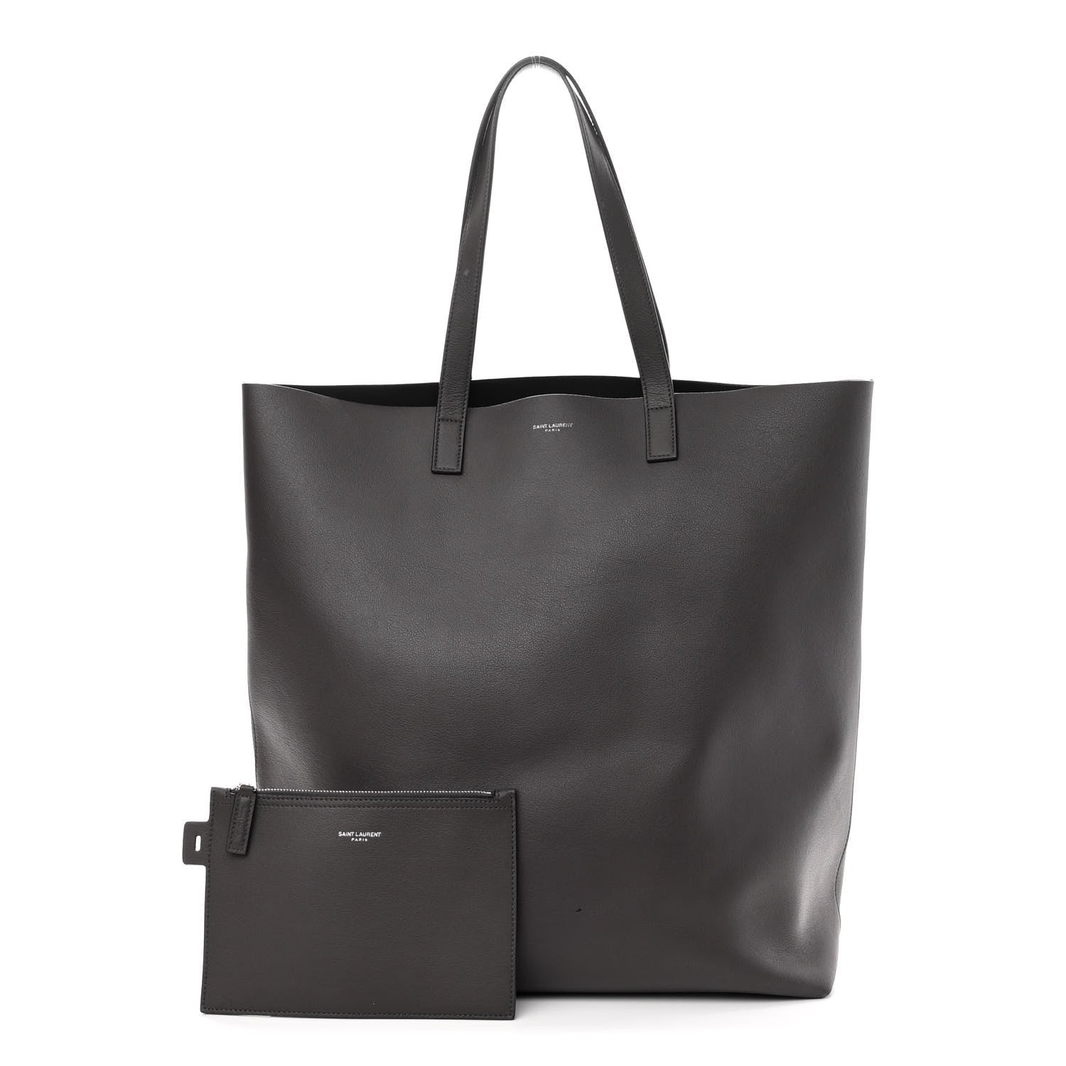 Saint Laurent Calfskin Medium Shopping Tote Fog 1 of 12