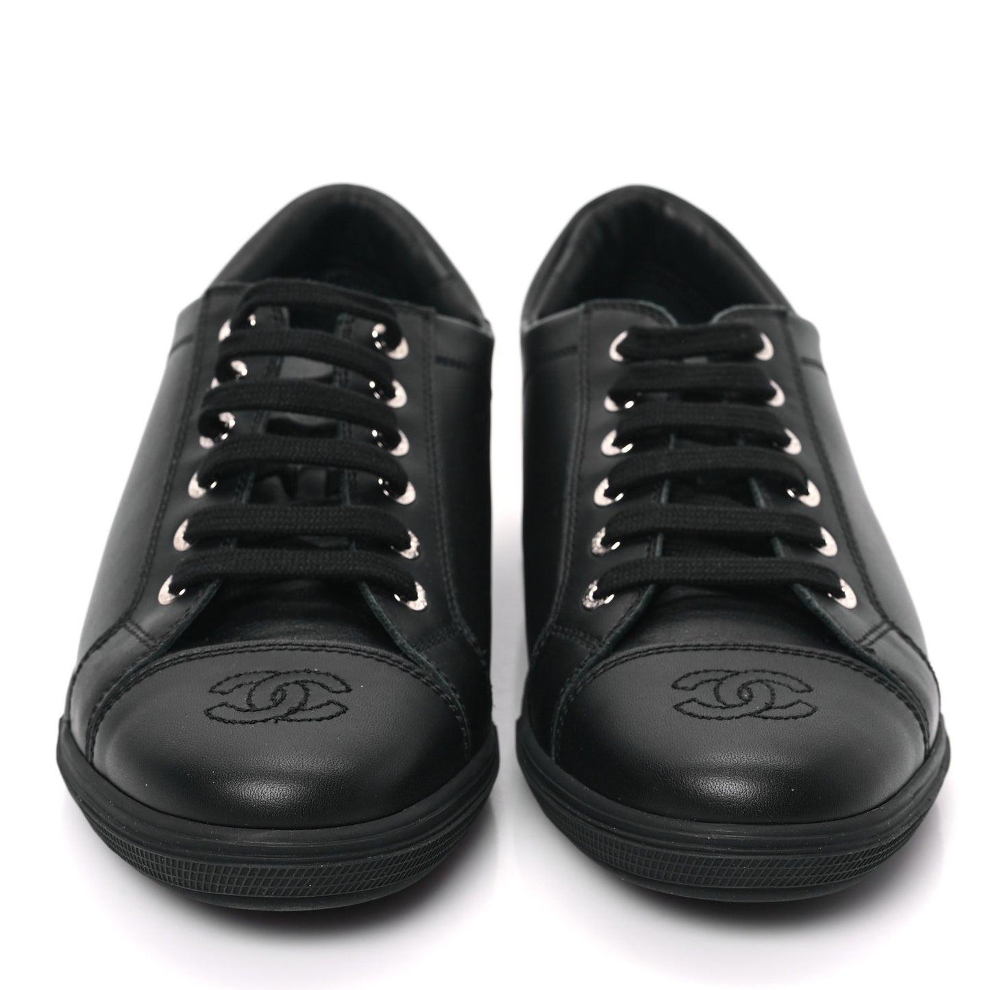 Calfskin Womens Sneakers 37 Black