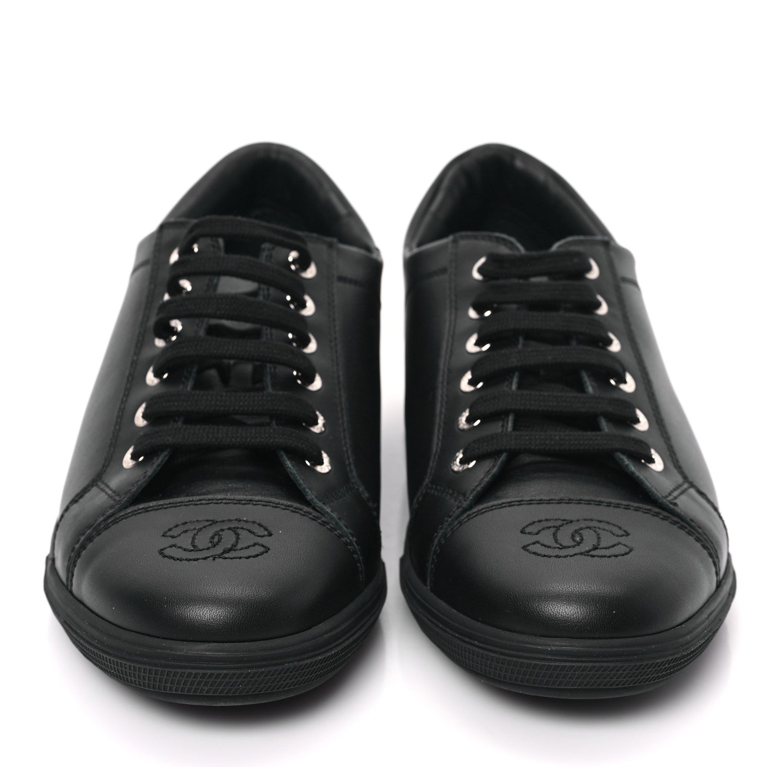 Chanel Calfskin Womens Sneakers 37 Black 2 of 8