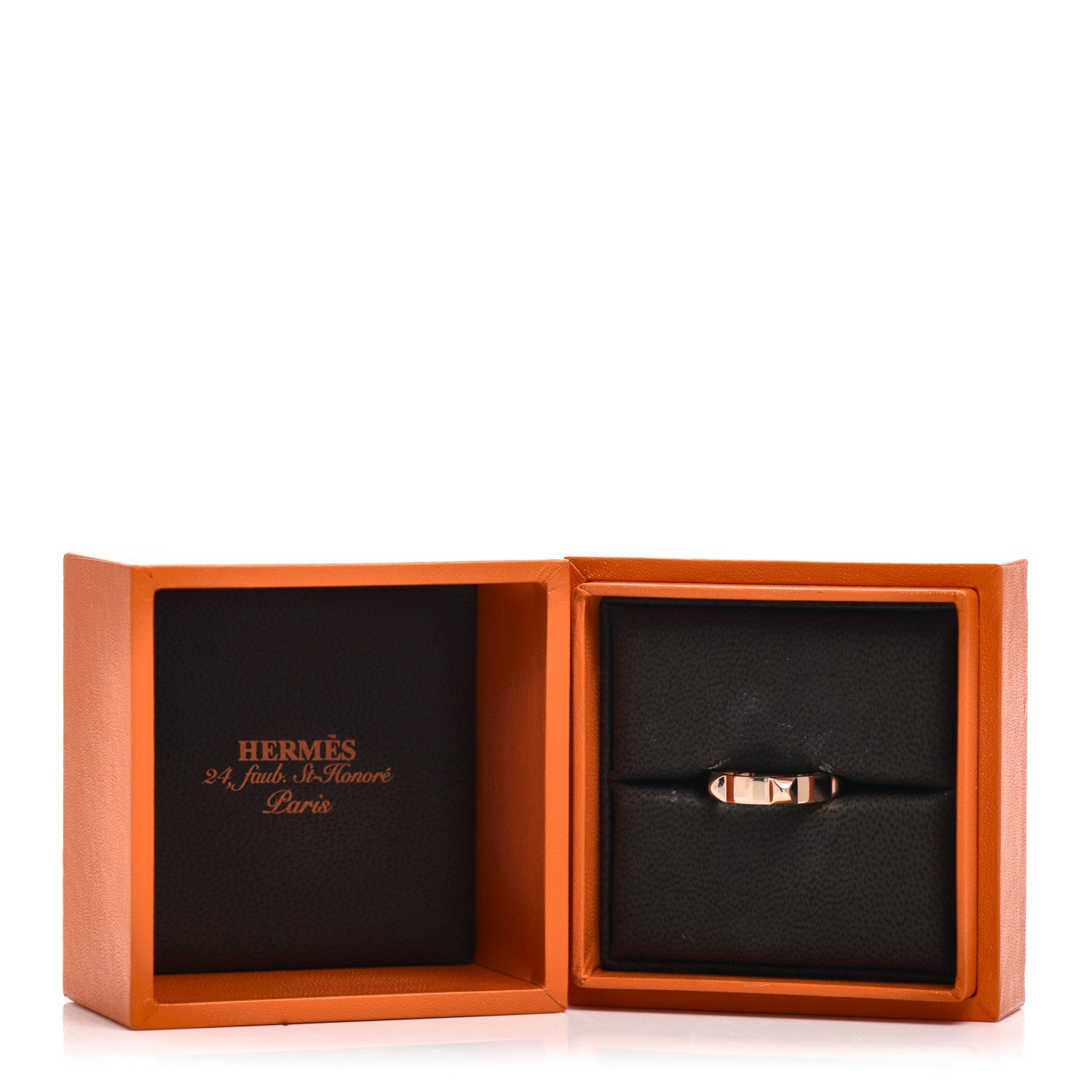 Hermes 18K Rose Gold Mini Clous Ring 49 5 5 of 5