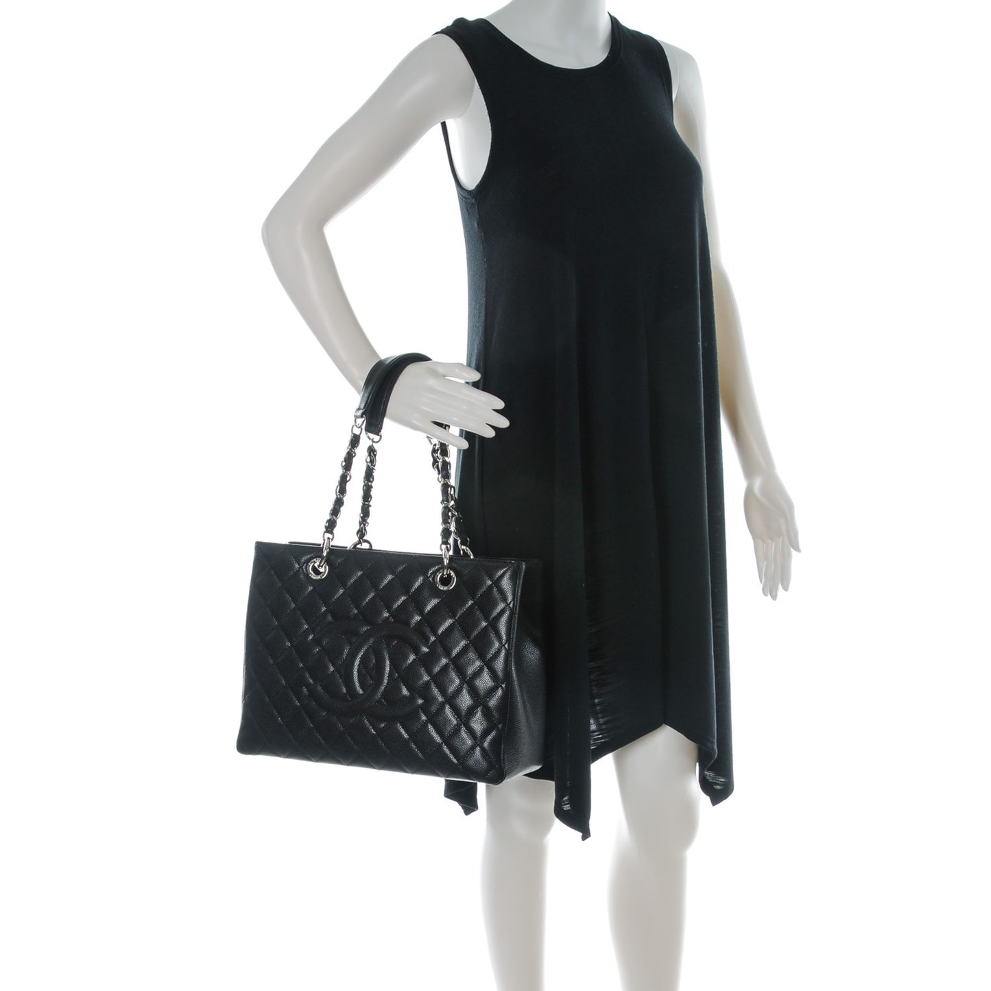 Caviar Quilted Grand Shopping Tote GST Black