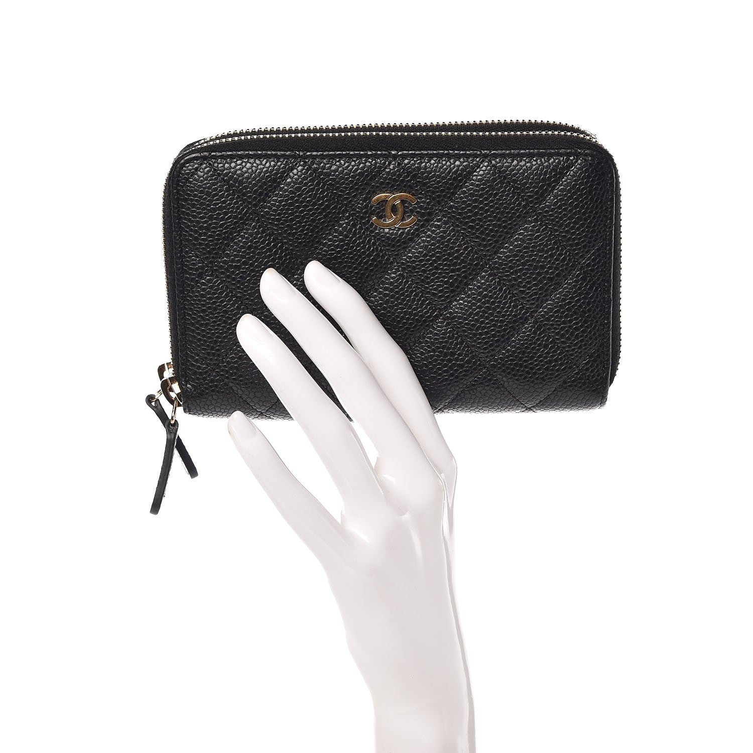 Chanel Caviar Quilted Large Gusset Double Zip Around Wallet Black 2 of 10