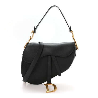 Christian Dior Grained Calfskin Saddle Bag With Strap Black 1 of 12