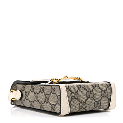 Gucci GG Supreme Monogram Azalea Calfskin Mini Horsebit 1955 Crossbody Bag Beige Ebony Mystic White 4 of 11