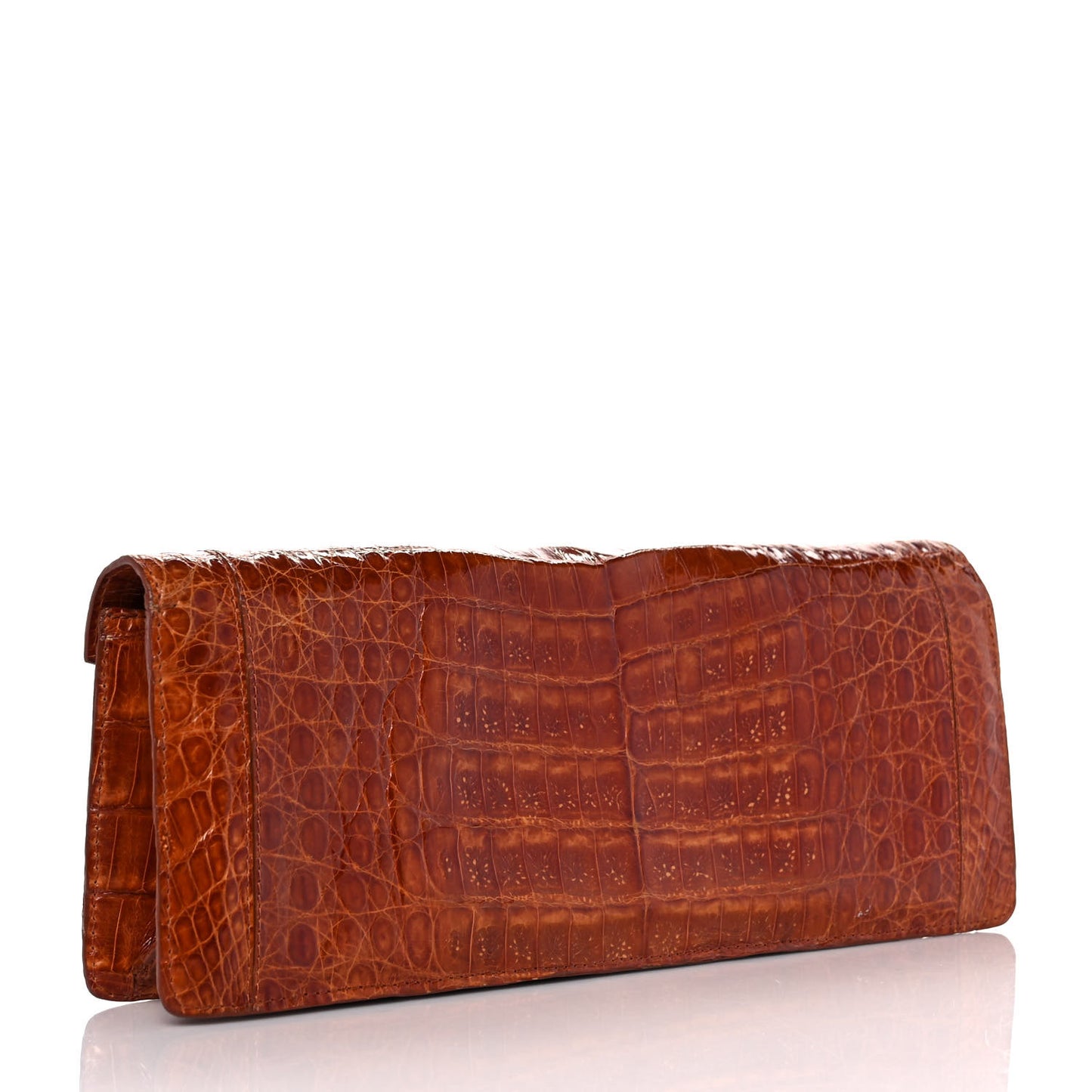 Crocodile Envelope Clutch Brown