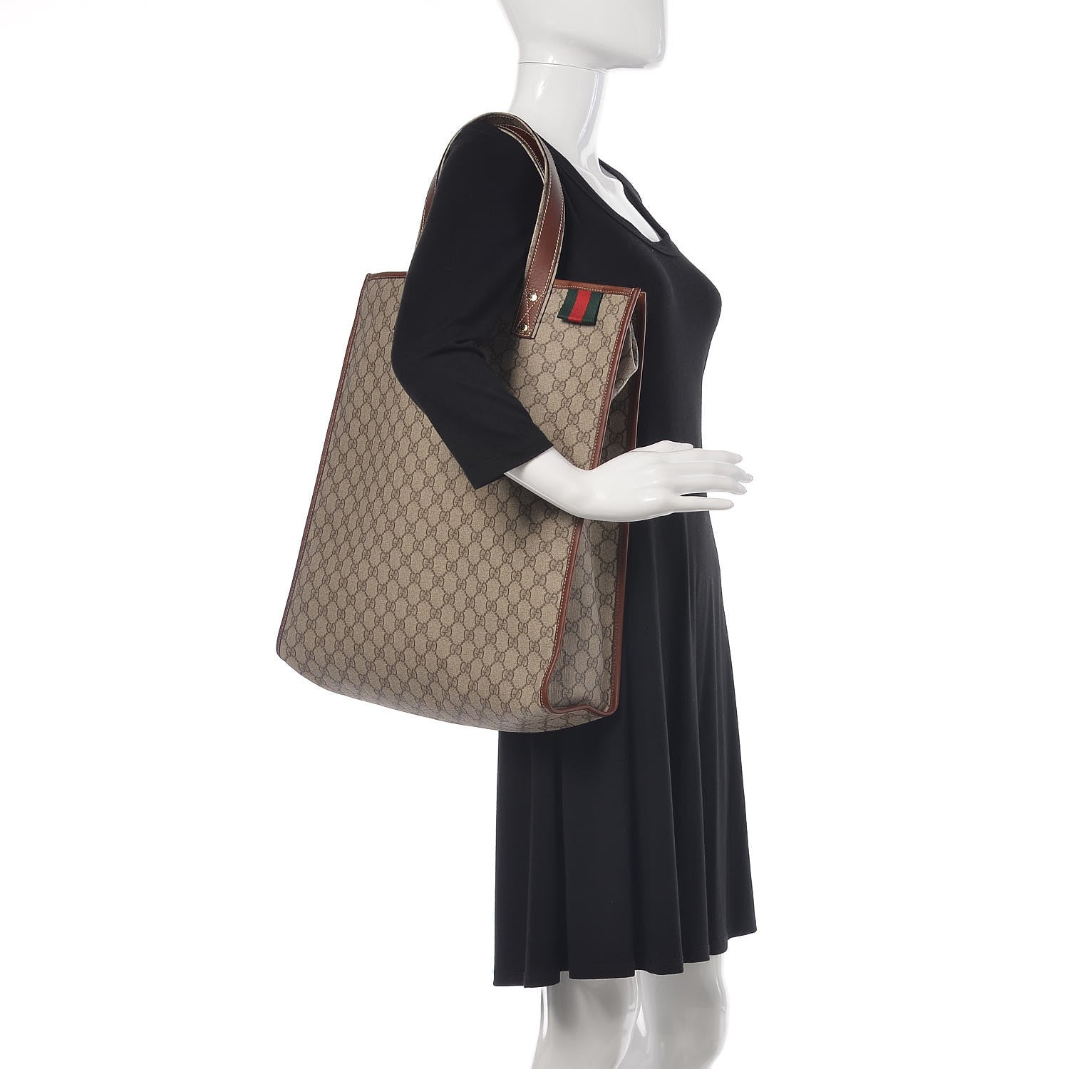 Gucci GG Plus Monogram Medium Signature Web Loop Vertical Tote Brown 2 of 9