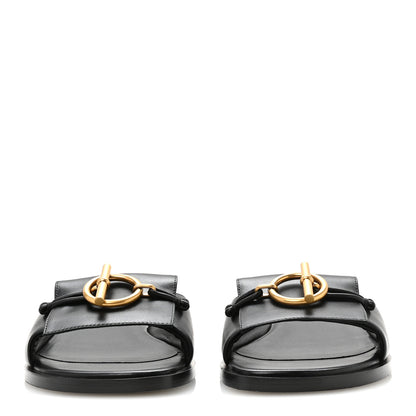 Hermes Calfskin Isle Sandals 36.5 Black 3 of 9