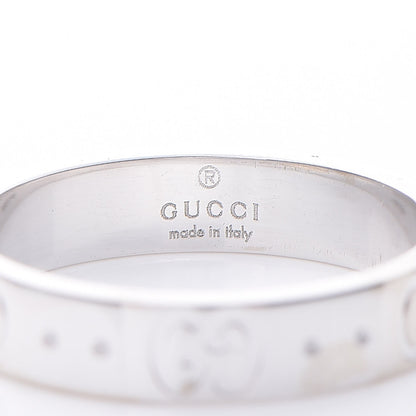 Gucci 18K White Gold 4mm Icon Thin Band Ring 53.1 6.5 4 of 5