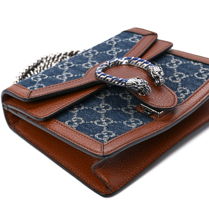 Gucci New Denim GG Monogram Dollar Calfskin Enamel Mini Dionysus Shoulder Bag Blue Tea Cuir Epilog Electric Blue 11 of 12