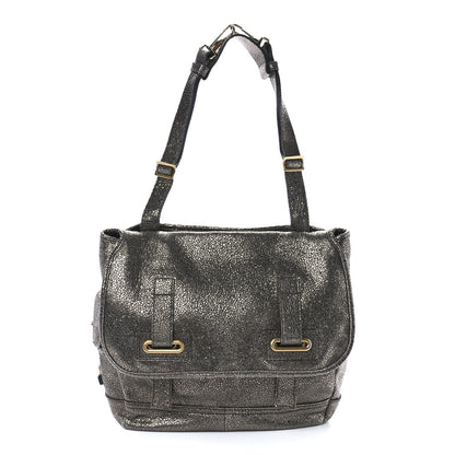 Saint Laurent Metallic Calfskin Besace Shoulder Bag Volcano Silver 1 of 11