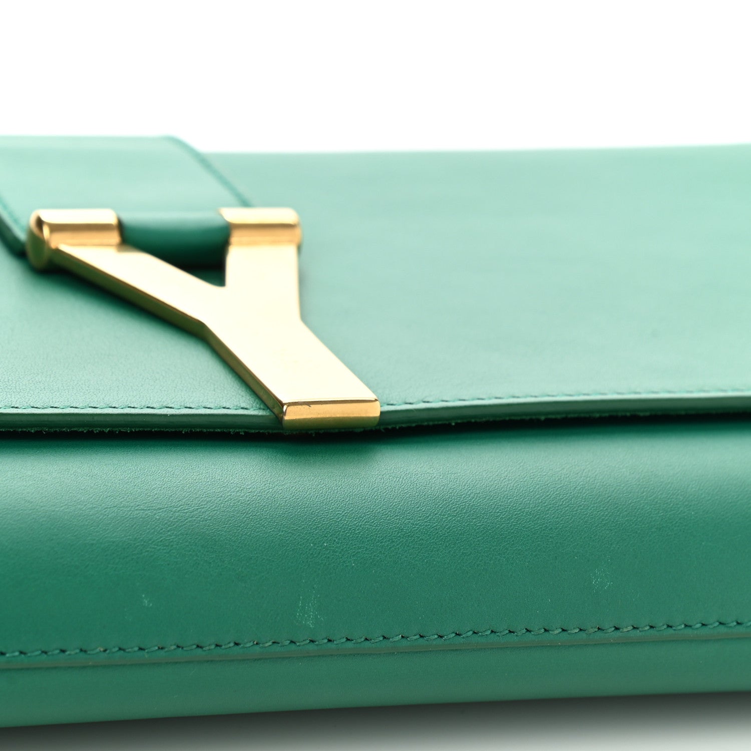 Saint Laurent Calfskin Classic Y Ligne Clutch Green 9 of 11