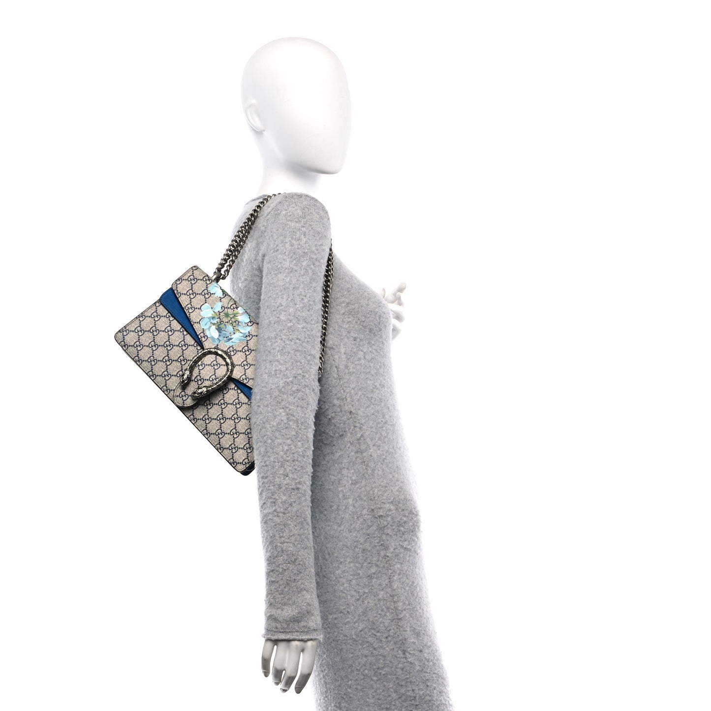 GG Supreme Monogram Blooms Small Dionysus Shoulder Bag Beige Navy Vintage Blue