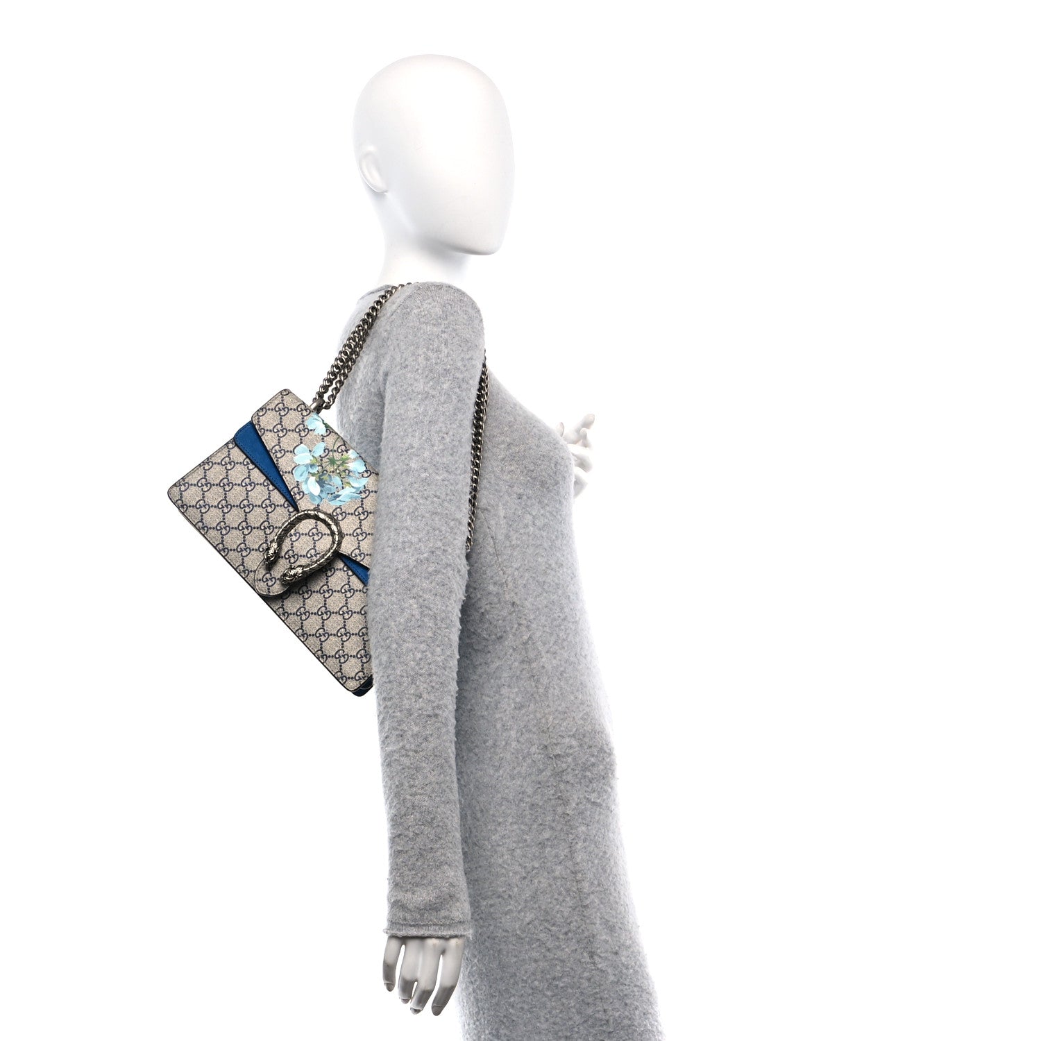 Gucci GG Supreme Monogram Blooms Small Dionysus Shoulder Bag Beige Navy Vintage Blue 2 of 10