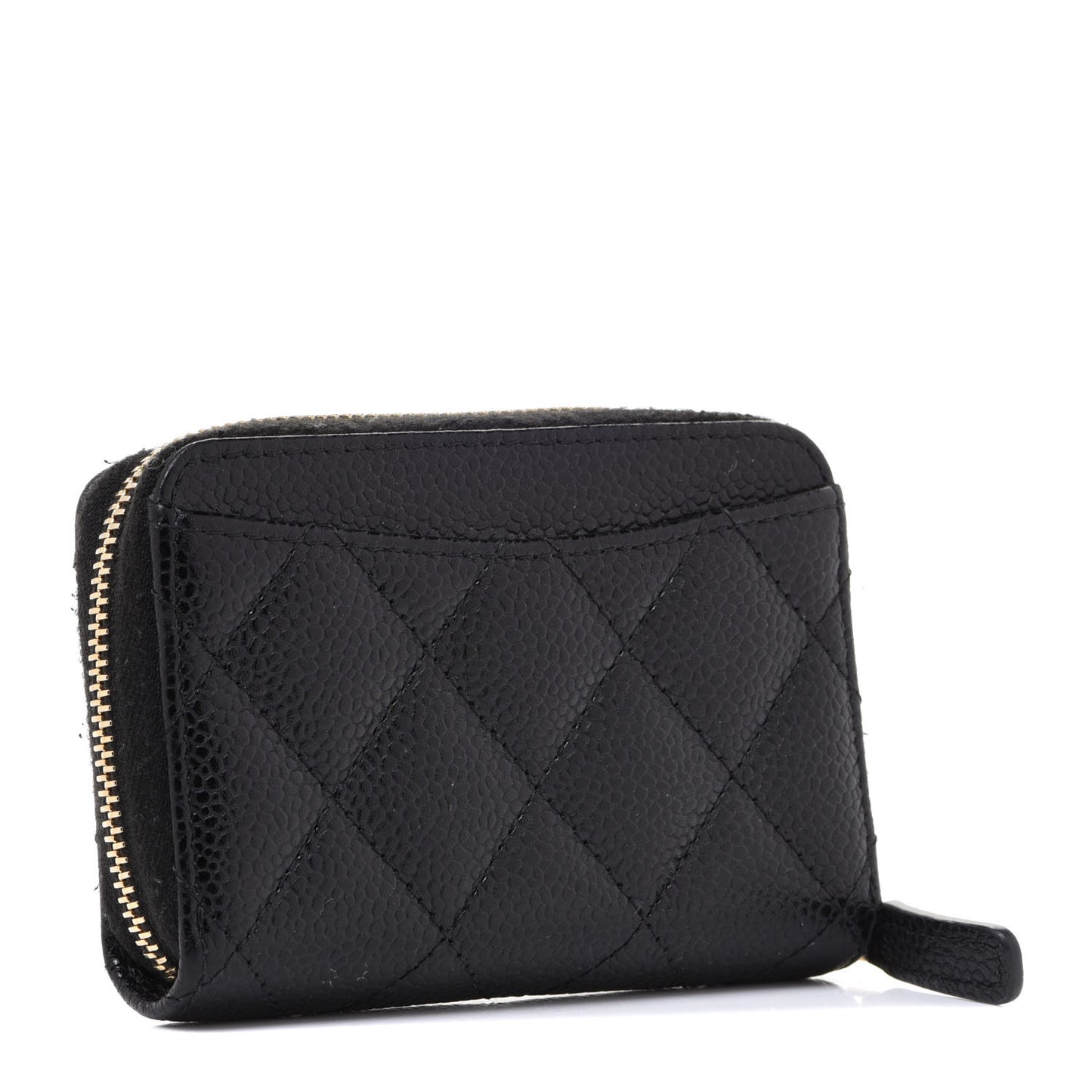 Caviar Quilted Zip Coin Purse Black