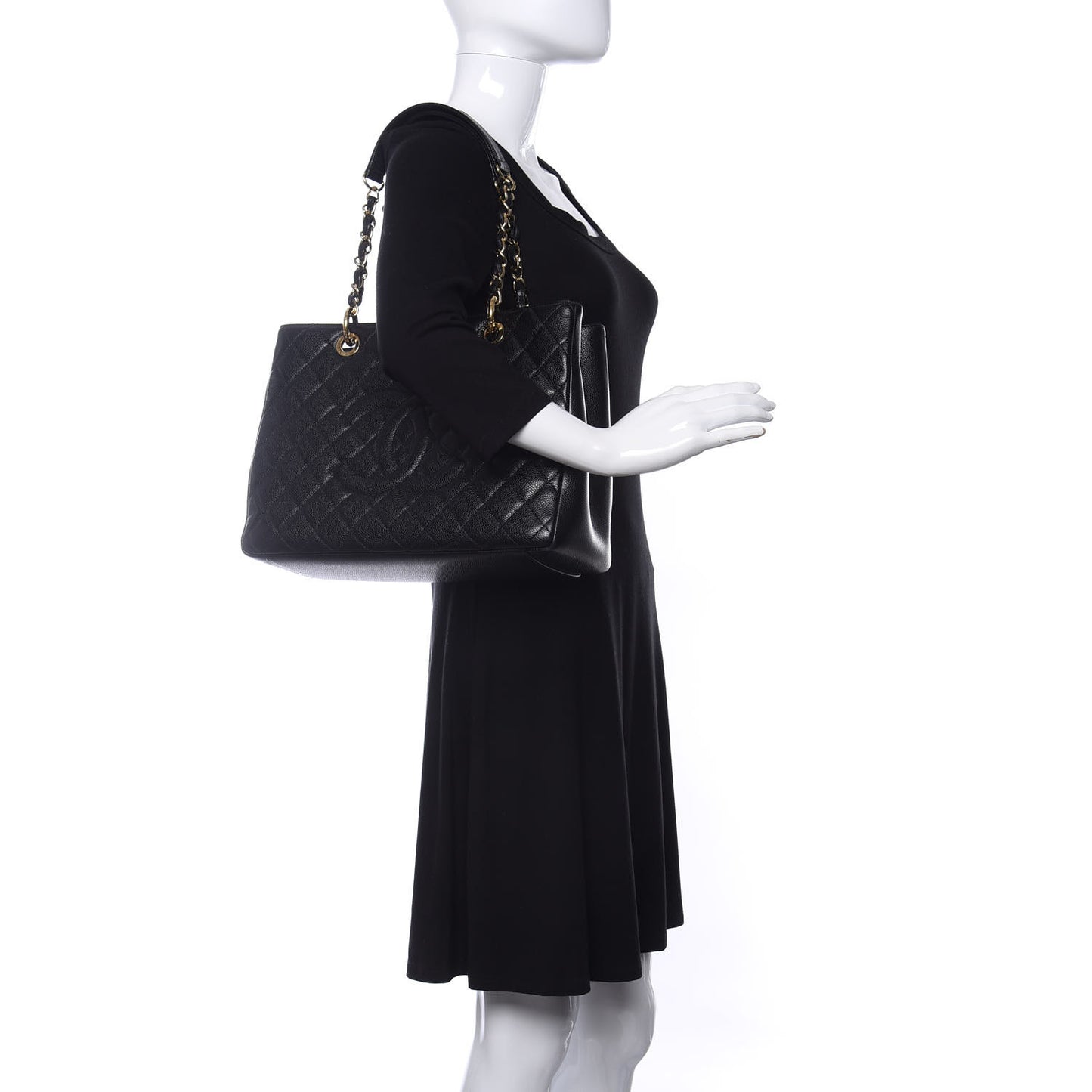 Caviar Quilted Grand Shopping Tote GST Black
