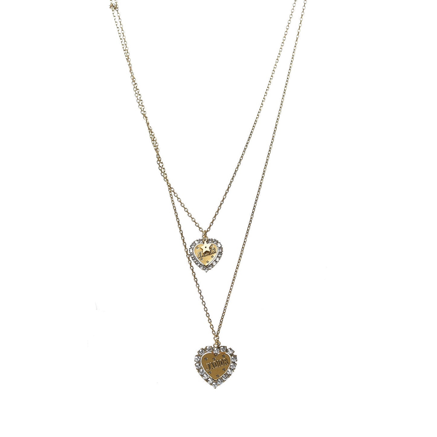 Metal Double Heart J'adior Necklace Aged Gold