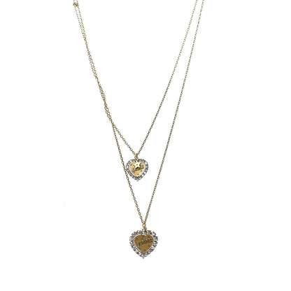 Christian Dior Metal Double Heart J'adior Necklace Aged Gold 1 of 4