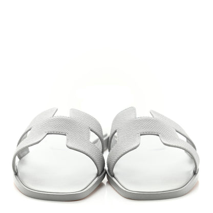 Hermes Epsom Oran Sandals 38 Bleu Glacier 2 of 8