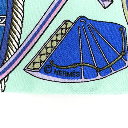 Hermes Silk Les Voitures A Transformation Twilly Vert D'Eau Parme Encre 3 of 4