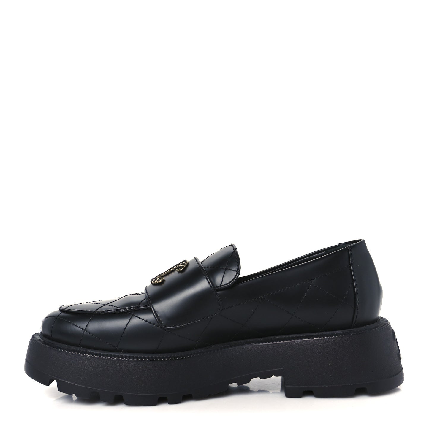 Calfskin Stitched CC Loafers 37 Black
