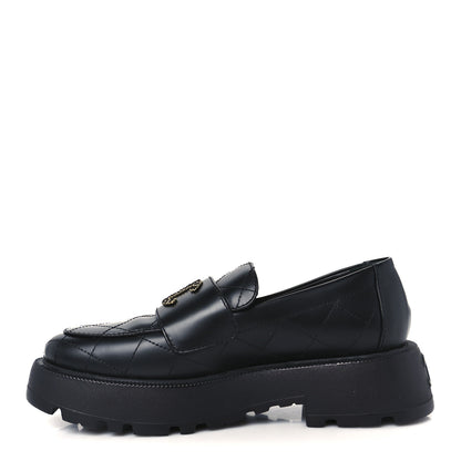 Chanel Calfskin Stitched CC Loafers 37 Black 1 of 9