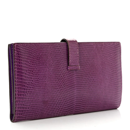 Hermes Lizard Bearn Gusset Wallet Violet 3 of 9
