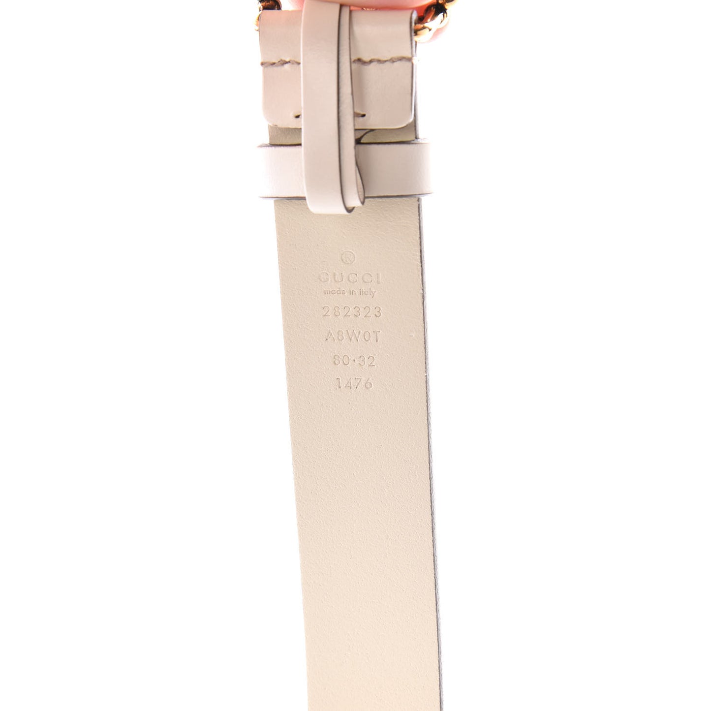 Margaux Calfskin Studded Interlocking G 30mm Belt 80 32 Mystic White
