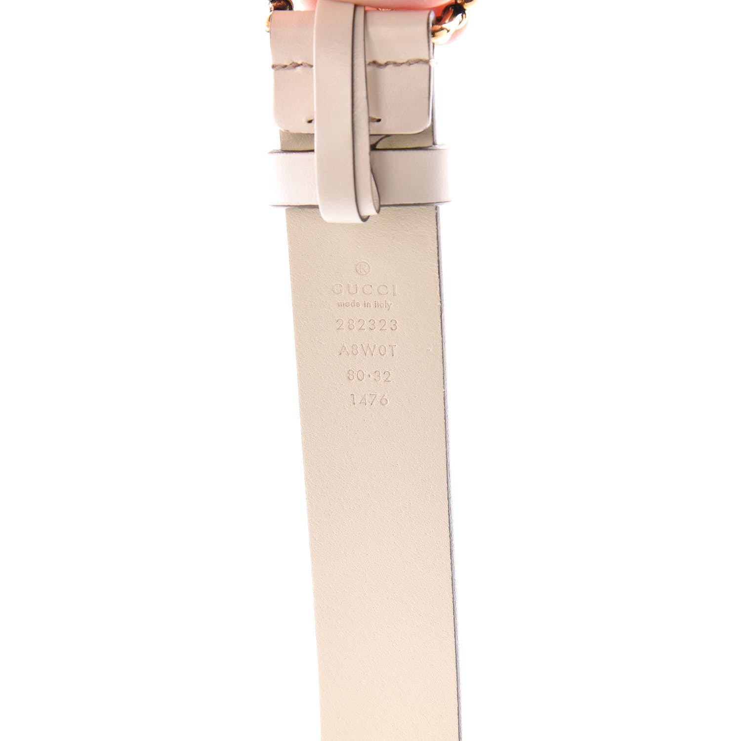 Gucci Margaux Calfskin Studded Interlocking G 30mm Belt 80 32 Mystic White 5 of 5