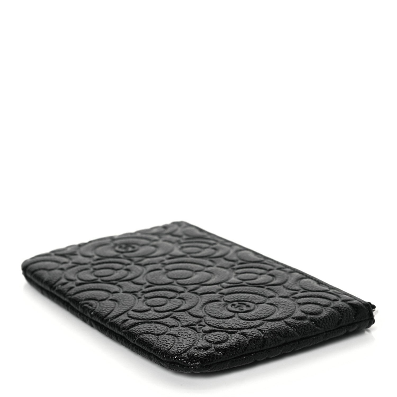 Chanel Caviar Camellia Embossed Cosmetic Pouch Black 6 of 7