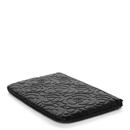 Chanel Caviar Camellia Embossed Cosmetic Pouch Black 6 of 7