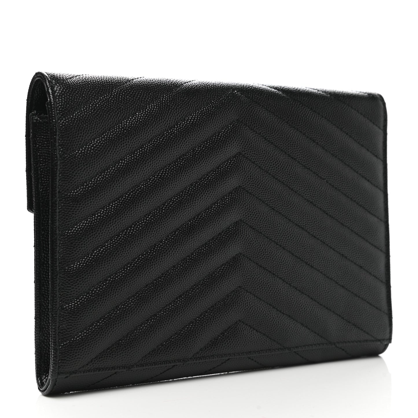 Grain De Poudre Matelasse Chevron Monogram Envelope Clutch Black