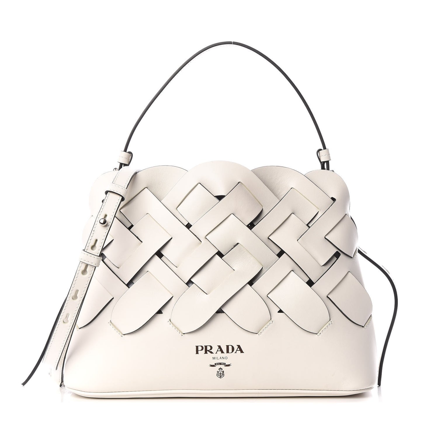 Vitello Intreccio Tress Handbag White Black