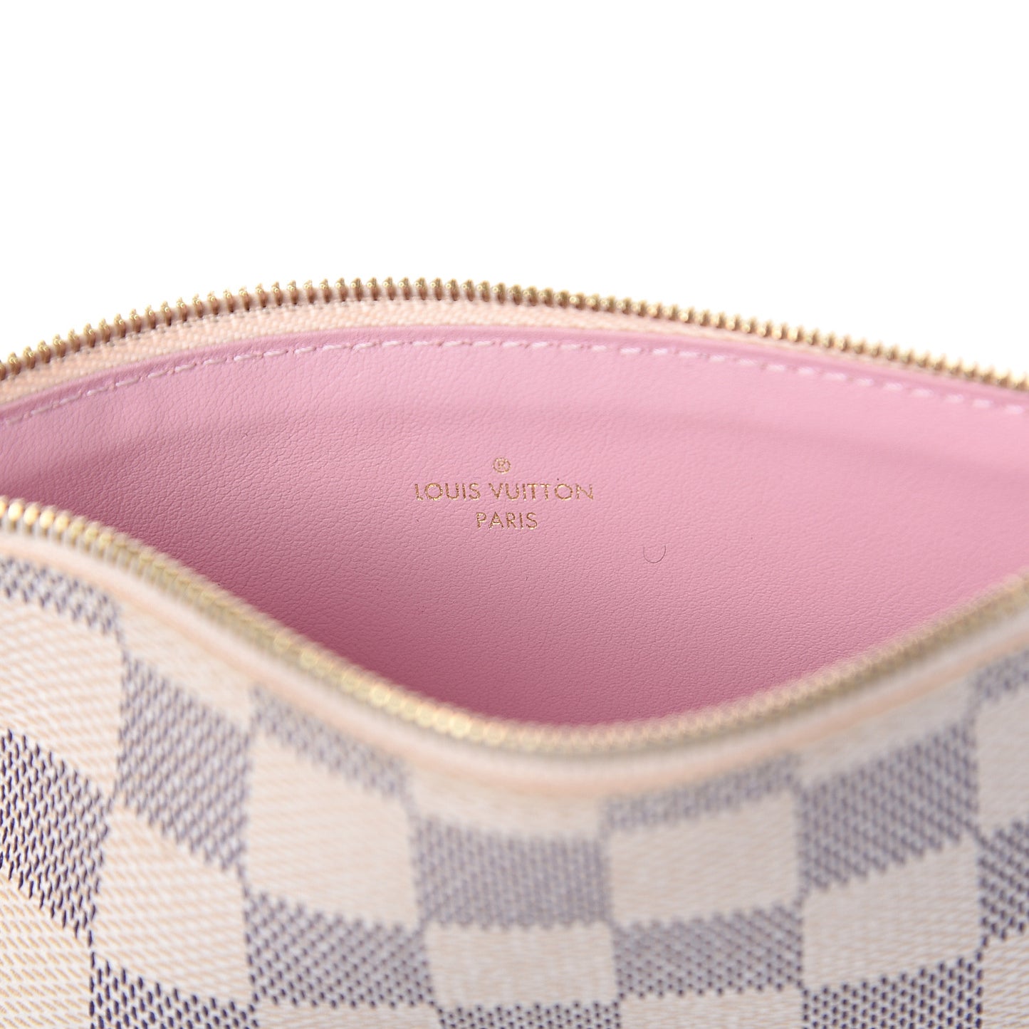 Damier Azur Felicie Chain Wallet Zippered Insert Rose Ballerine