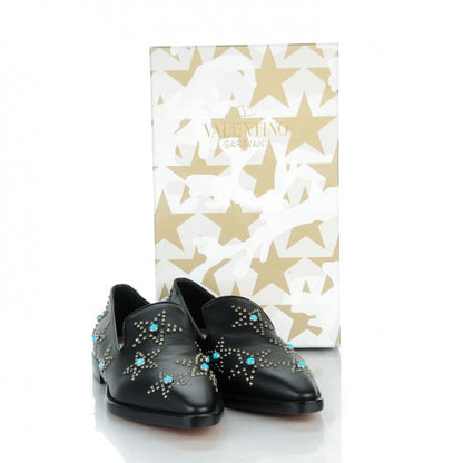 Valentino Garavani Nappa Star Studded Cabochon Loafers 39 Black 9 of 10