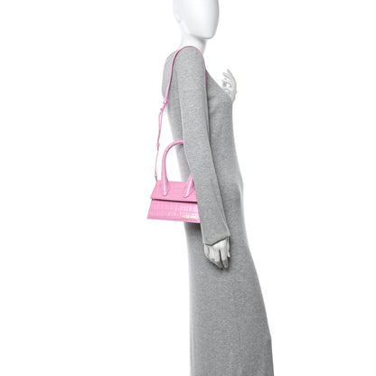 Jacquemus Calfskin Crocodile Embossed Le Chiquito Pink 2 of 9