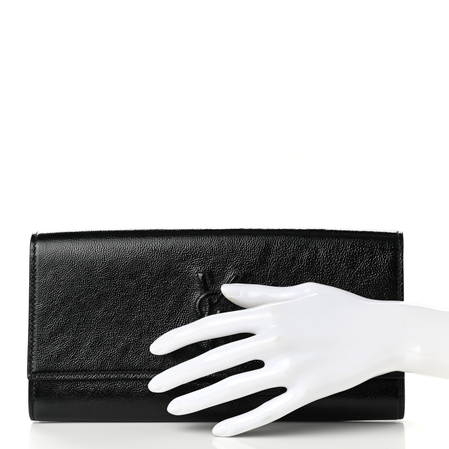Saint Laurent Textured Patent Monogram Large Belle De Jour Clutch Black 2 of 6